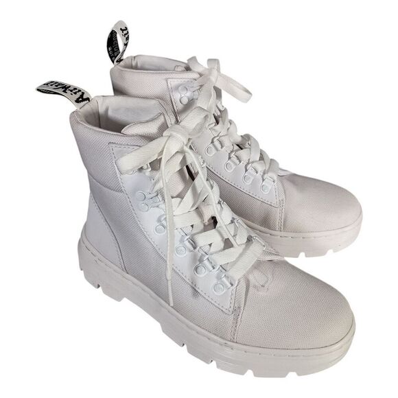 Dr. Martens Combs Boots Ankle Nylon Lace Up White Women’s 7 - Picture 2 of 12